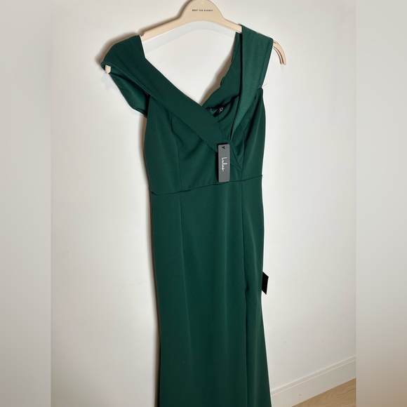 Lulu's Song of Love Hunter Green Off the Shoulder Maxi Dress Gown - Picture 5 of 7